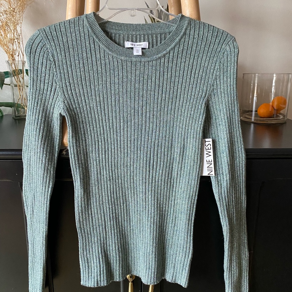 Nine West, XS, shimmer silver sweater.